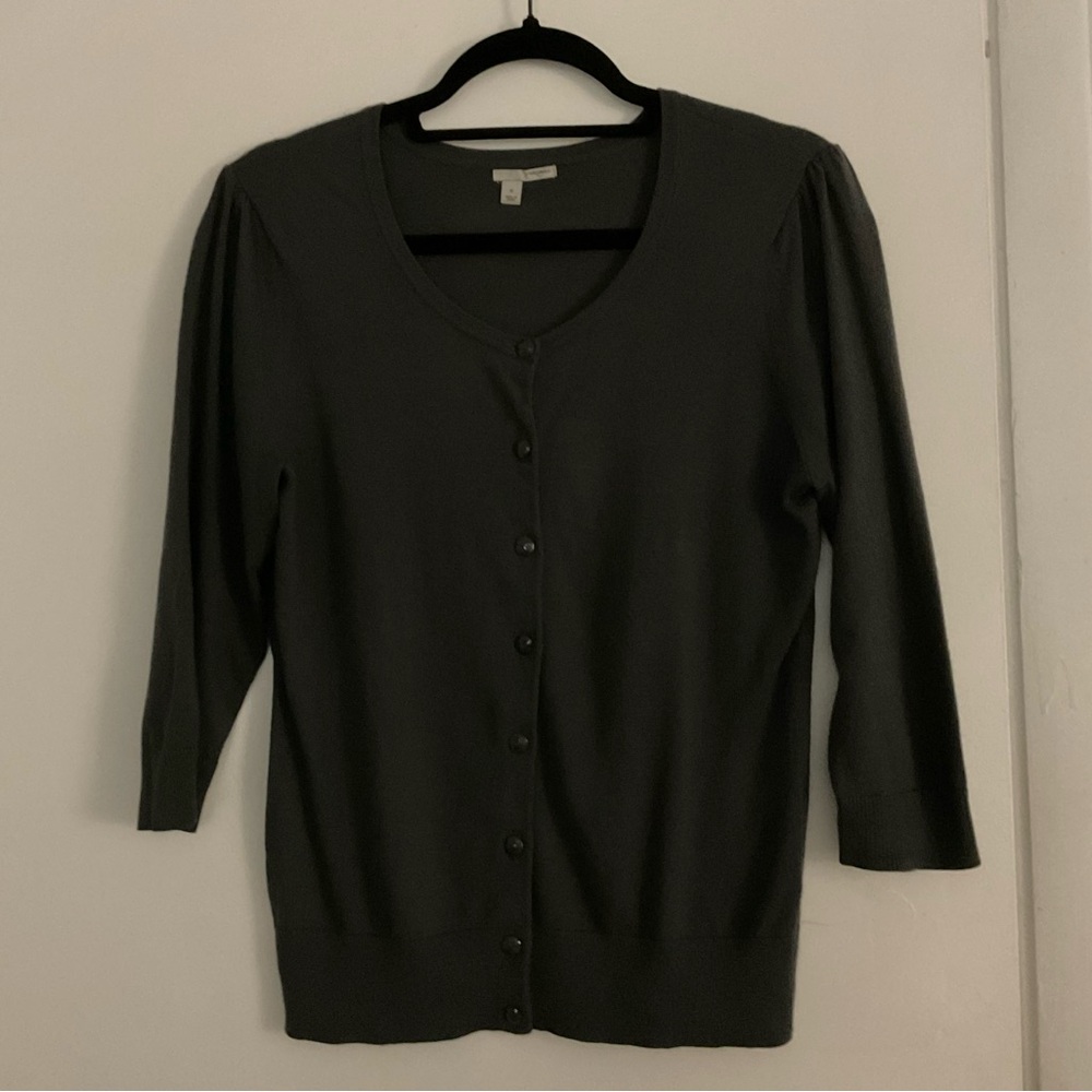 Halogen Button Down Sweater, Size: M, Dark Grey